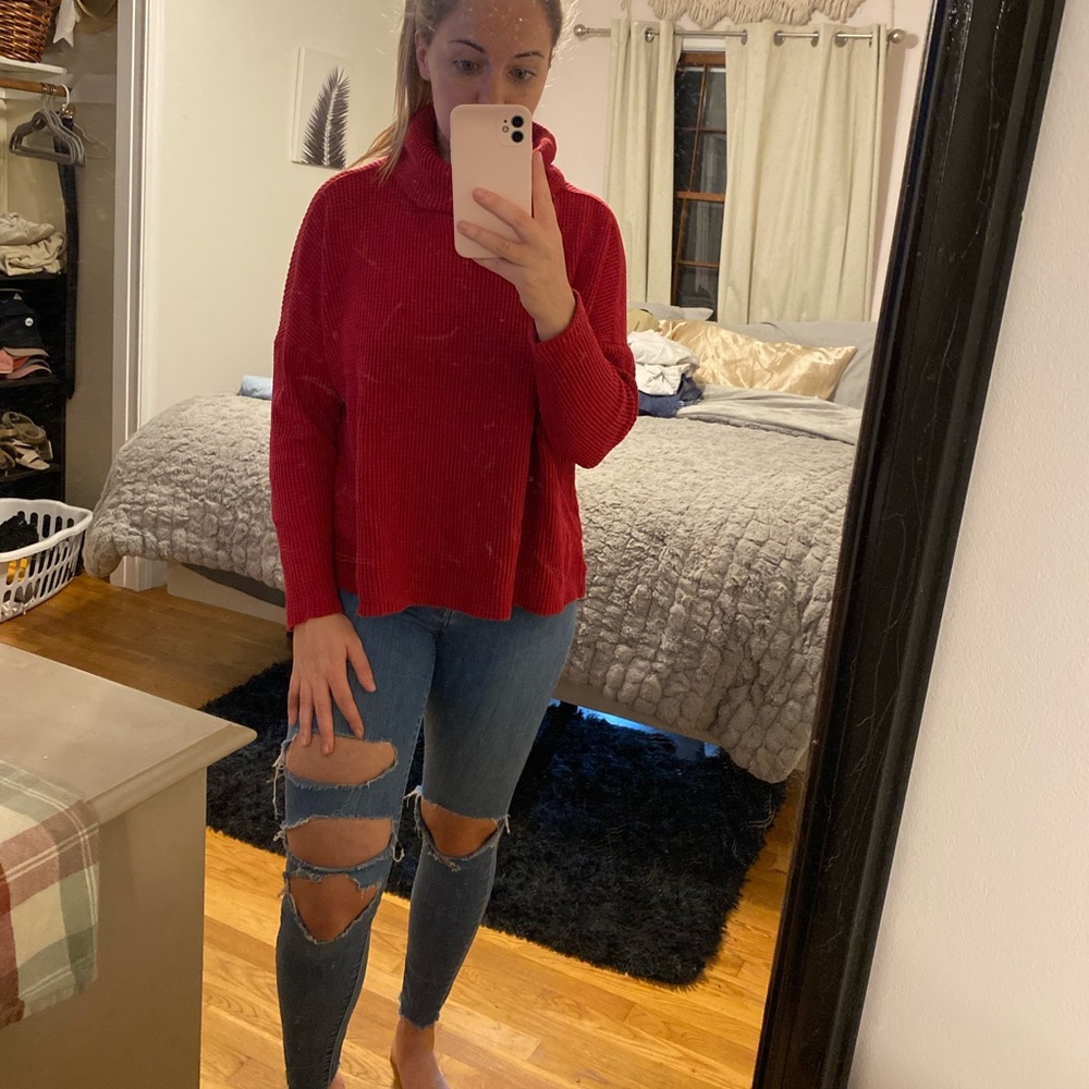 Red Gap Sweater with Cowl Neck